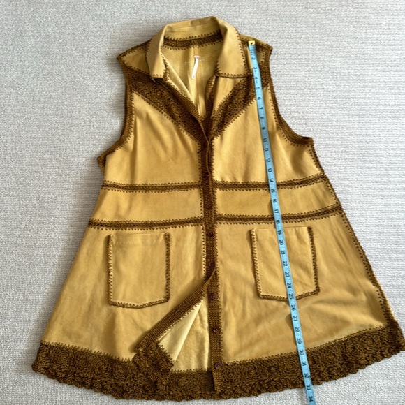 Free People suede Mini Dress vest duster crochet NEW - Picture 10 of 10
